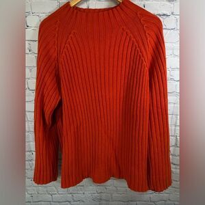 Jones New York Orange 100% Cotton Rib Knit Preppy Classic Minimalist Sweater L